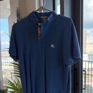 Burberry Blue Men's Blue Polo Shirt - Burberry Print Polo Shirt